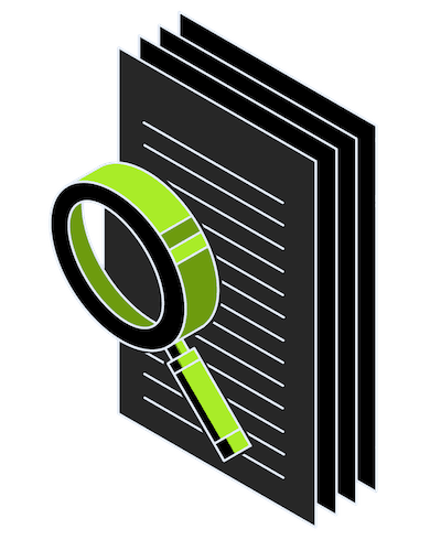 image of magnifying glass over document