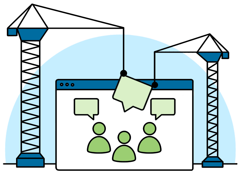 web page with cranes on either side indicated under site is under construction